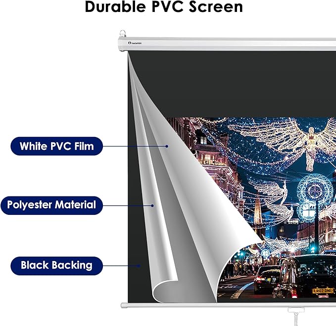 Instahibit 72" 16:9 Manual Pull Down Projector Screen 4K Self-Locking Home - Image 4