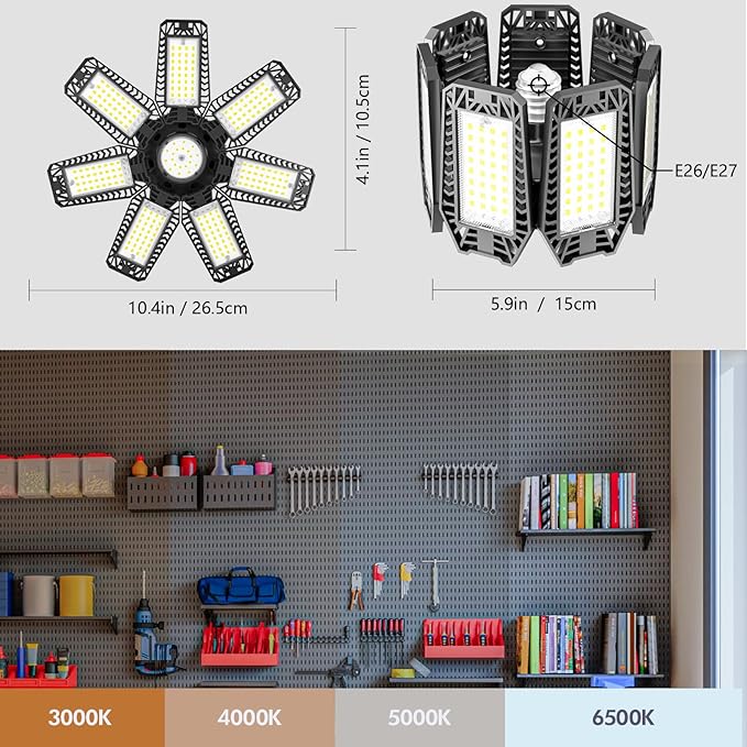 CHENGCHILIT LED Garage Light - 200W 20000LM 6500K LED Garage Ceiling Lights - Image 4