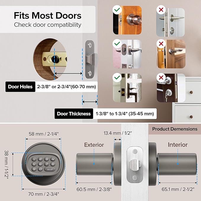 ThorBolt Door Lock Knob with Keypad Keyless Entry Door Knob Electric Coded - Image 5