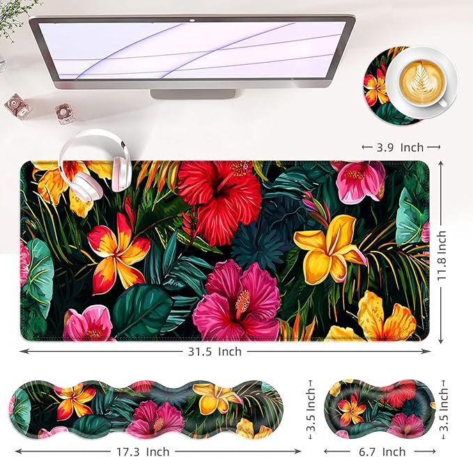BFUKVOU Large Keyboard Mouse Pad Set, Extended Mouse Pad+Keyboard Wrist Rest - Image 6