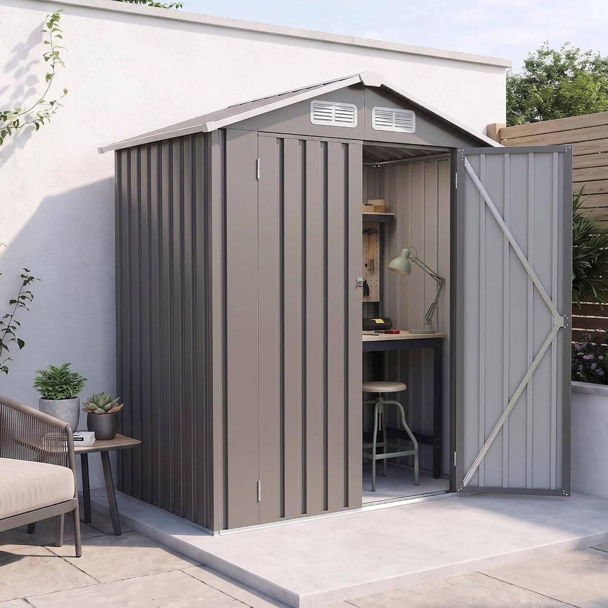 5x3 ft outdoor storage shed, metal tool shed, main product view