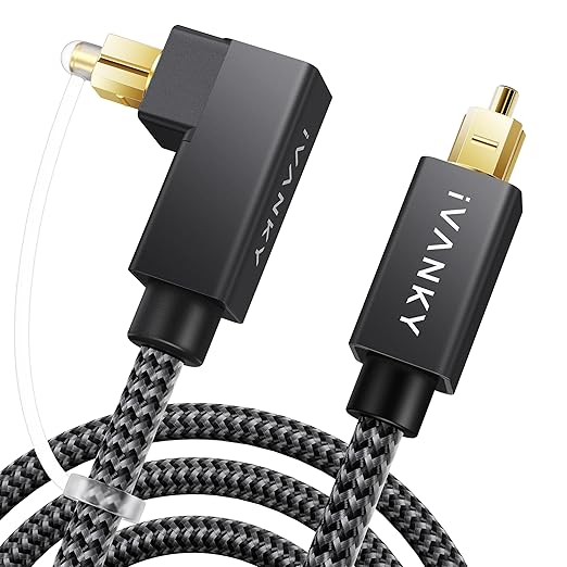 IVANKY Right Angle Optical Audio Cable, 10ft/3M 24K Gold-Plated 90 Degree by ivanky