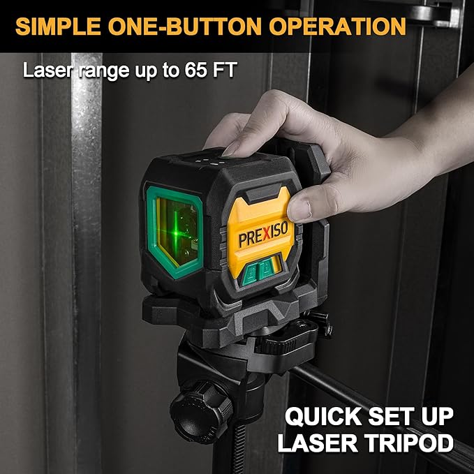 PREXISO Laser Level with 47 Inch Tripod, IP54 Rechargeable 65Ft Green Cross - Image 7