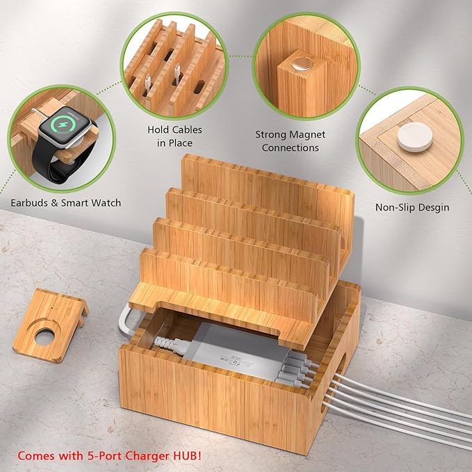 Pezin & Hulin Bamboo Charging Stations, Cell Phone Organizer - Image 3
