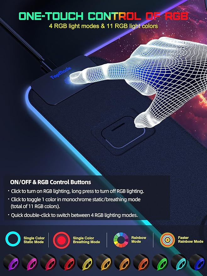 TopMade Wireless Charging Mouse Pad, RGB Gaming Mousepad Home Office Desk Pad - Image 4
