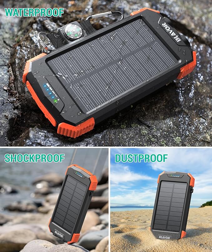BLAVOR Solar Power Bank 10, Portable Wireless Charger, 20W Fast Charging - Image 6