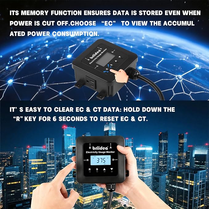 briidea Electricity Usage Monitor, 4-Outlet Power Consumption Watt Voltage Amp - Image 5