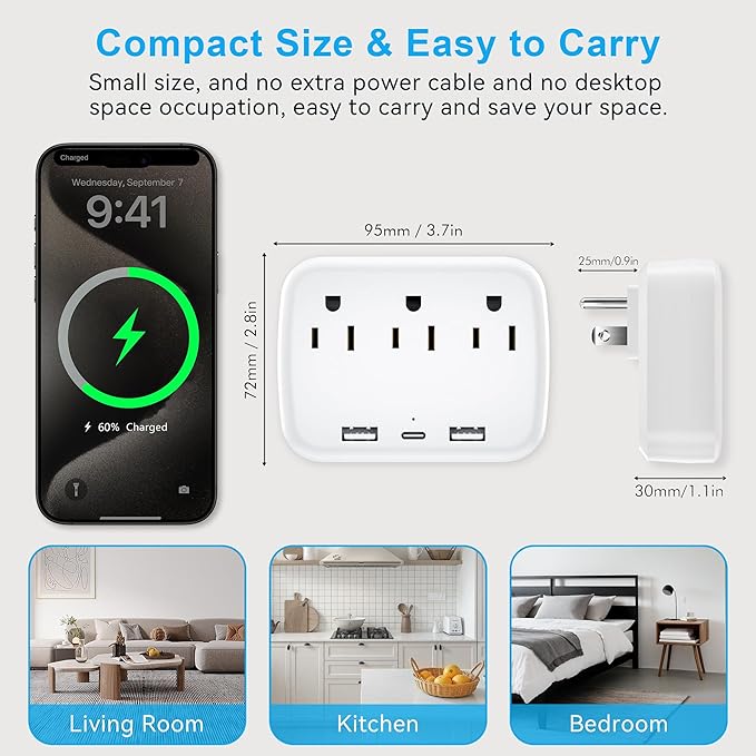 Penemay Multi Plug Wall Outlet Splitter - Image 4