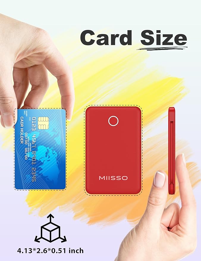 miisso 6000mah Ultra Slim Built in Cables Power Bank, Card Size Built in USB C - Image 2