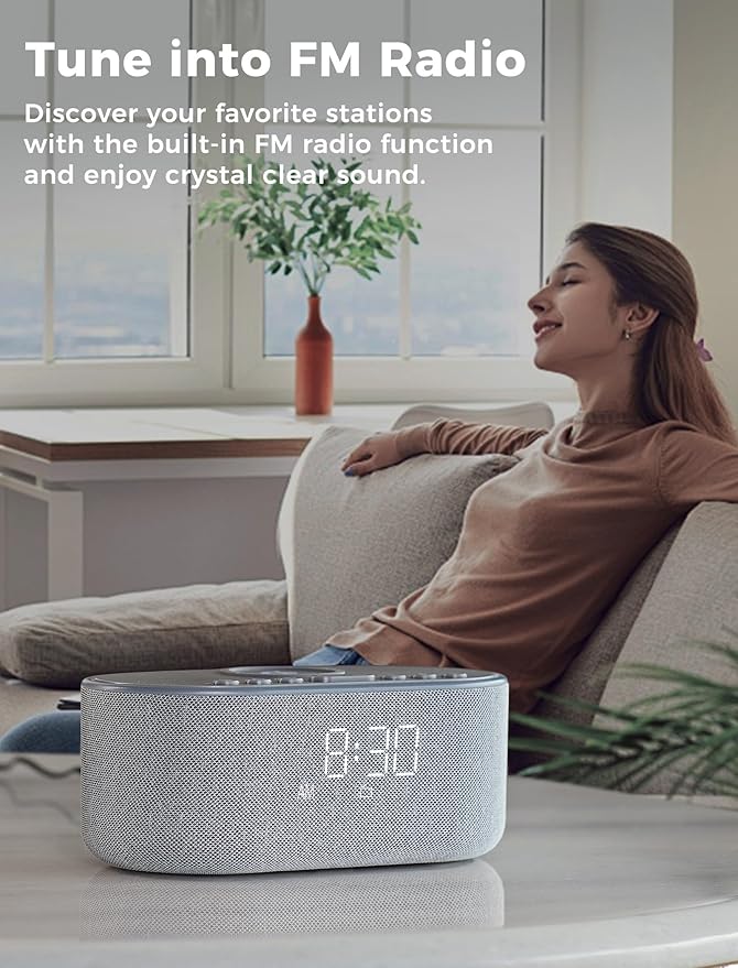 Odokee Wireless Charging Alarm Clock Radio: Qi Certified Fast Wireless Charger - Image 5