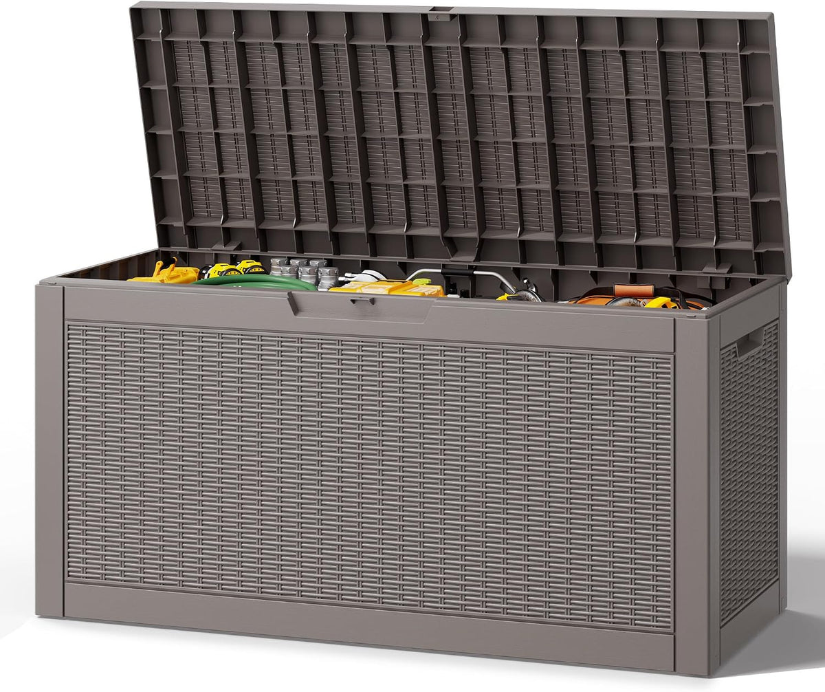 outdoor deck storage box, waterproof,grey,90 gallon, main product view