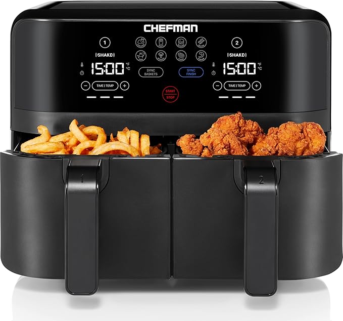 Chefman TurboFry Touch Dual Air Fryer, Maximize The Healthiest Meals by Chefman