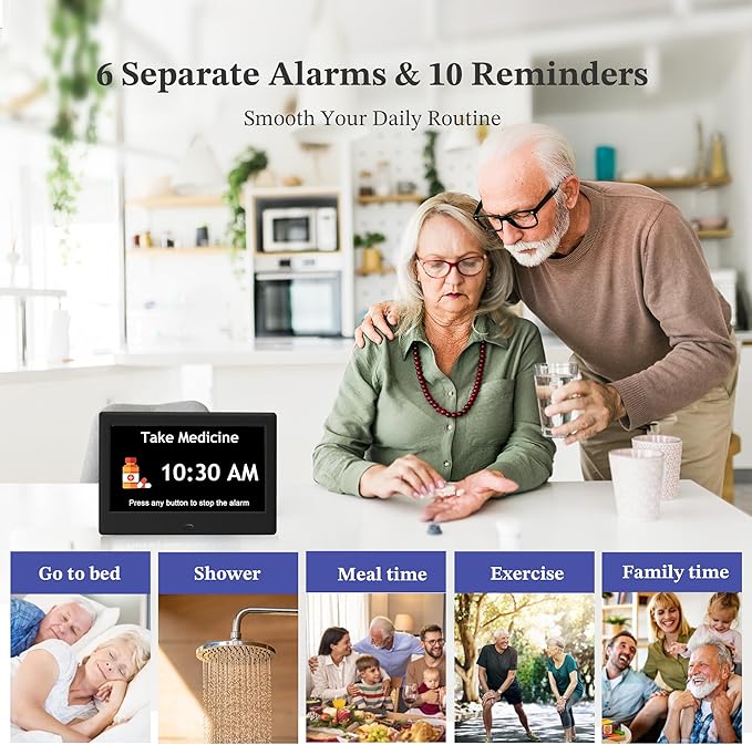7'' Dementia Clock For Seniors, Large Display Digital Clock - Image 3