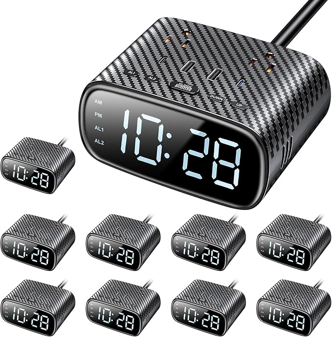 10PCS Alarm Clock with 2 USB-C, 2 USB-A Chargers Power Strip 2 Outlets by Sussex