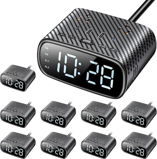 10PCS Alarm Clock with 2 USB-C, 2 USB-A Chargers Power Strip 2 Outlets by Sussex