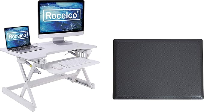 Rocelco 32" Height Adjustable Standing Desk Converter BUNDLE by Rocelco