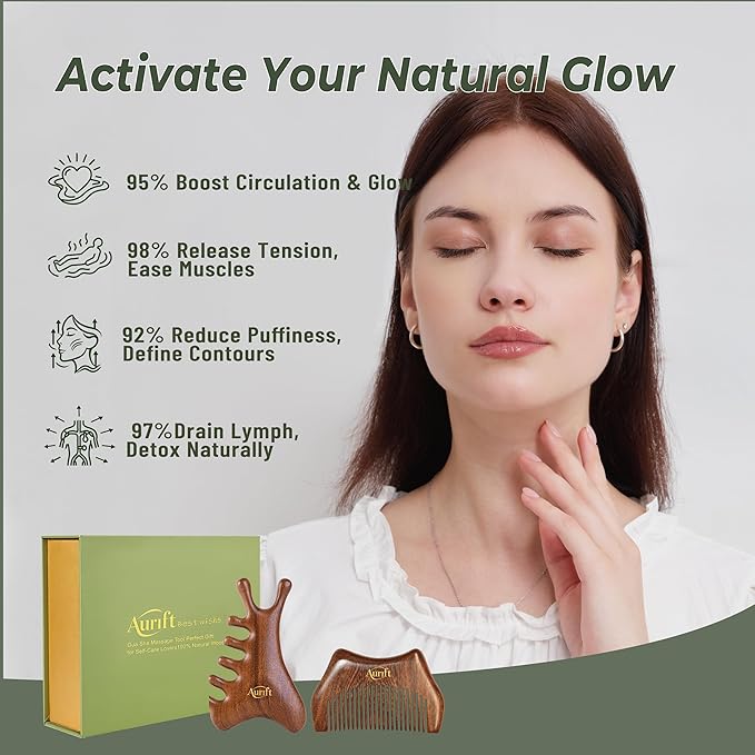 4-in-1 Wooden Gua Sha Tool Set – Facial, Body & Scalp Manual Guasha Massage Tool - Image 7