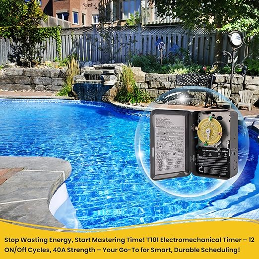 T104 Electromechanical Timer Switch, 208-277 VAC 5HP 40A DPST Pool Pump Timers - Image 2