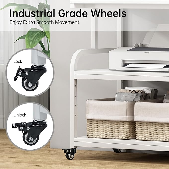 Fannova Printer Stand, 32.3" x 18.9" x 32.1" Extra Large Printer Table - Image 5