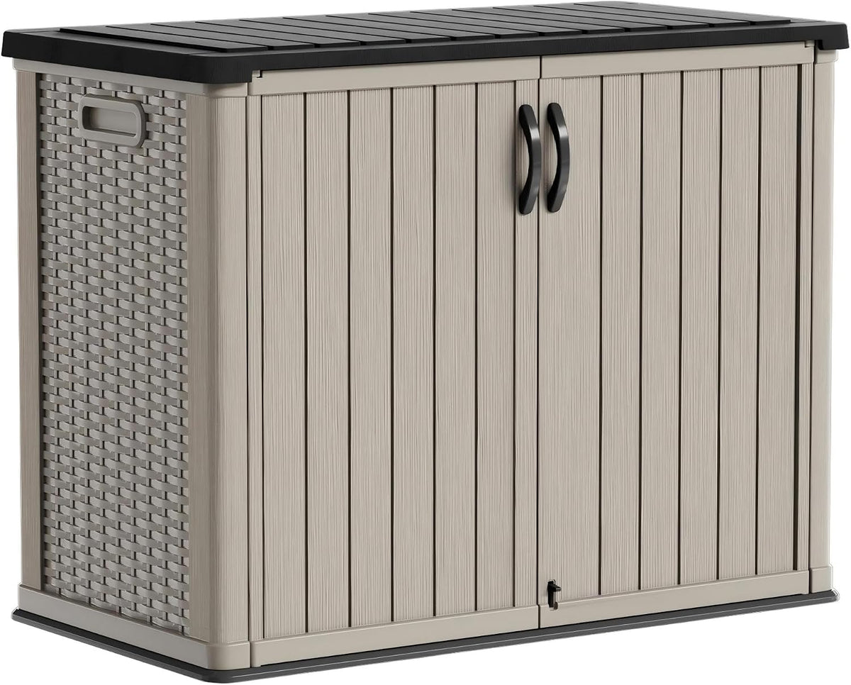 patiowell 26 cu.ft resin outdoor storage cabinet, beige, main product view