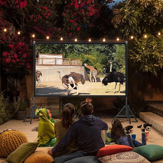 TOWOND Projector Screen with Stand, 120 inches Indoor Projector Screen Outdoor - Image 2