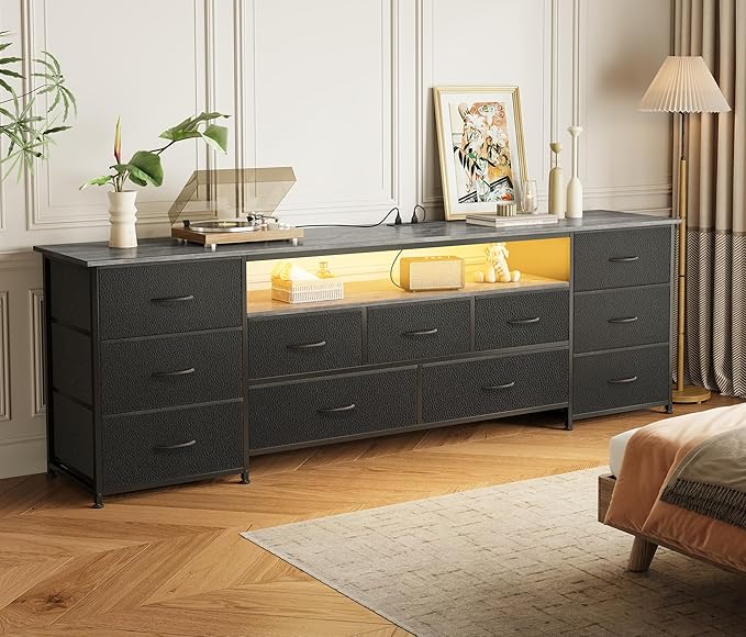 Huuger 70 Inch TV Stand for 75, 80 Inch TV, 11 Drawer Long Dresser - Image 9