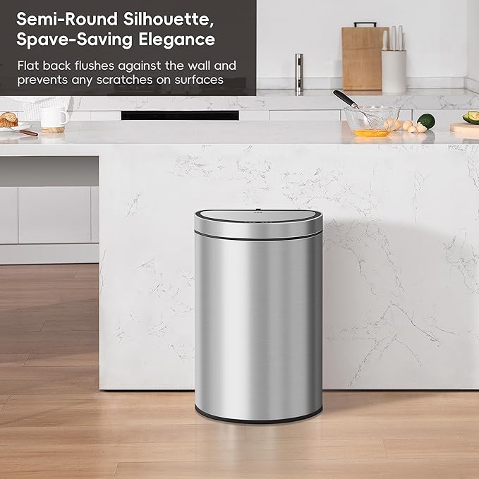 EKO Mirage Semi-Round Motion Sensor Trash Can, 47 Liter / 12.4 Gallon Automatic - Image 2