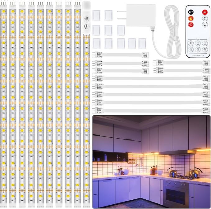 LAFULIT 10 PCS Under Cabinet Lights Kit, Stick on Lights, Flexible Led Strip - Image 8
