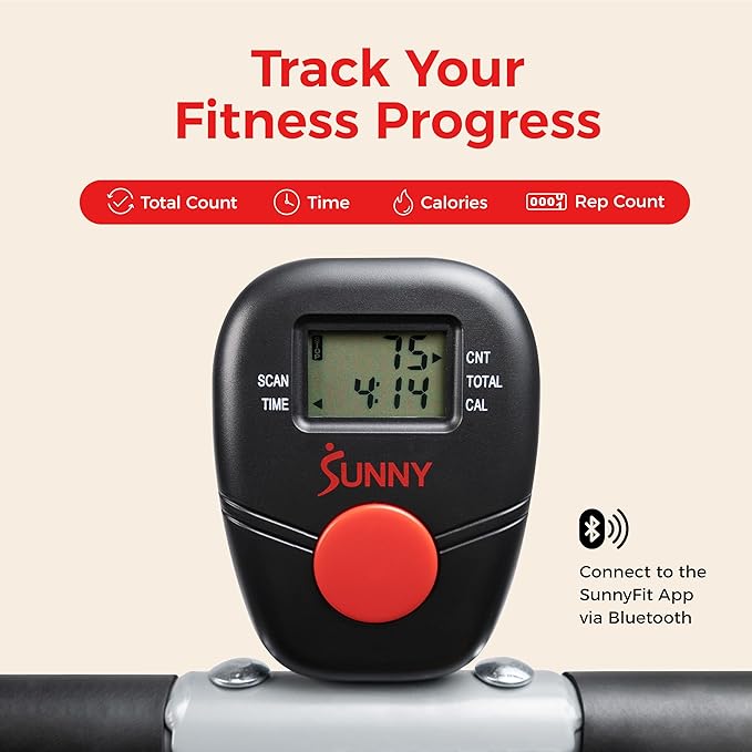 Sunny Health & Fitness Smart Row-N-Ride Glute & Leg Trainer, Foldable Squat - Image 8