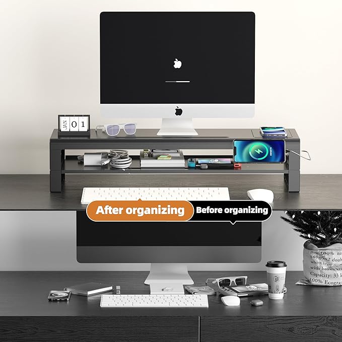 GECKOSTROLL All-in-One Dual Monitor Stand Riser, 5USB Ports and - Image 5