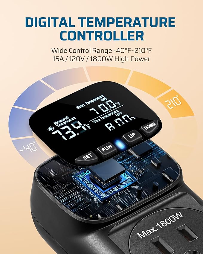 DEWENWILS Digital Temperature Controller, Heavy Duty 15A/1800W Thermostat - Image 3