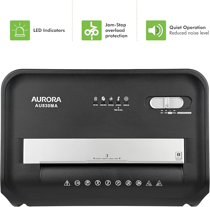 Aurora AU830MA High-Security 8-Sheet Micro-Cut Paper and Credit Card Shredder/ - Image 5