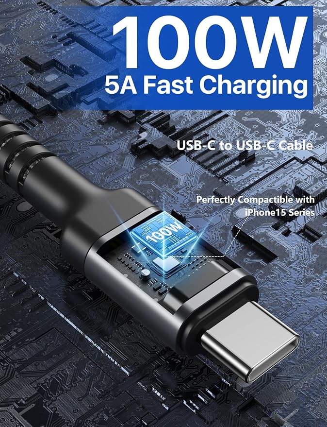 Extra Long USB C to USB C Cable 15FT, 100W USB C Cable Fast Charging, Upgraded - Image 3