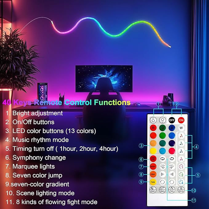 maylit 360 Degree Luminous Reticulate Weave Rope Lights, 16.4ft Addressable - Image 4