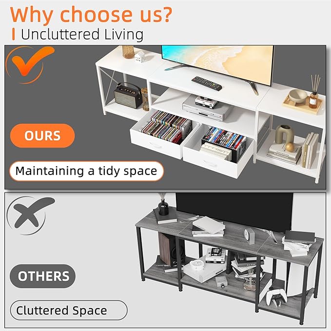 GYIIYUO TV Stand with Fabric Drawer - Image 3