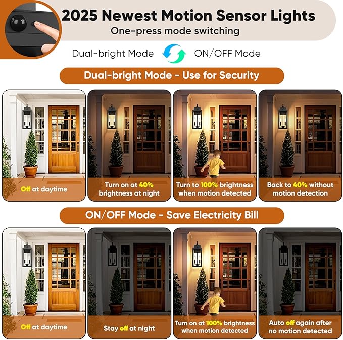 BesLowe 17.5” Upgraded Motion Sensor Outdoor Wall Lights, Dusk to Dawn Porch - Image 2