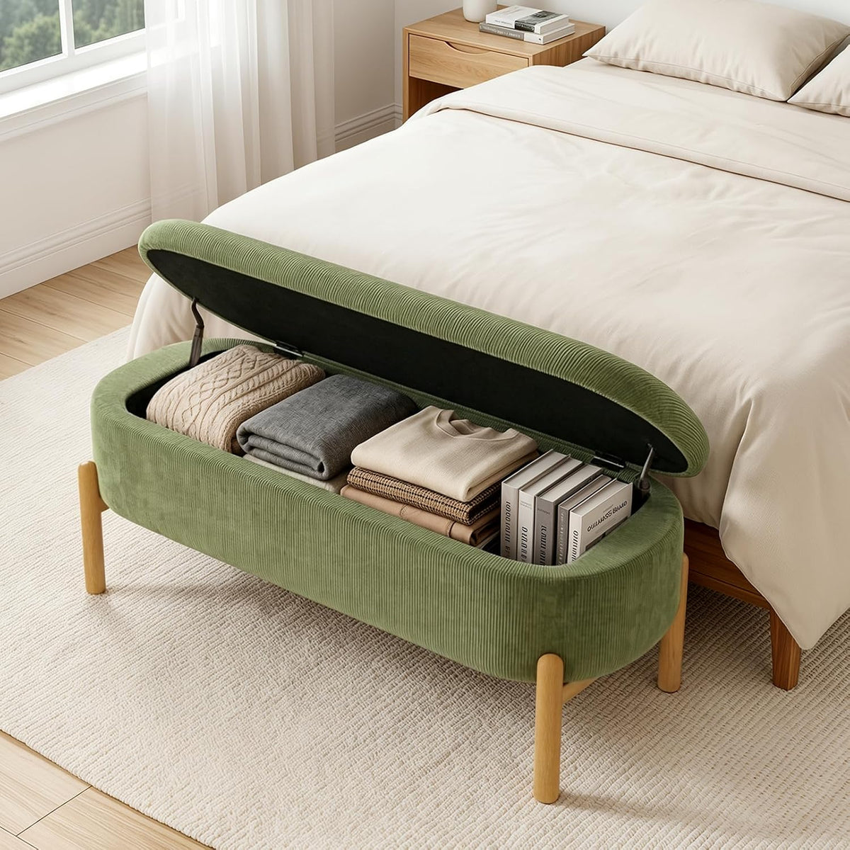 storage bench for bedroom end of bed with, main product view