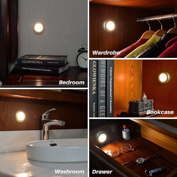 STAR-SPANGLED 3 Pack 2.8” Motion Sensor Lights Indoor AAA Battery Operated - Image 7