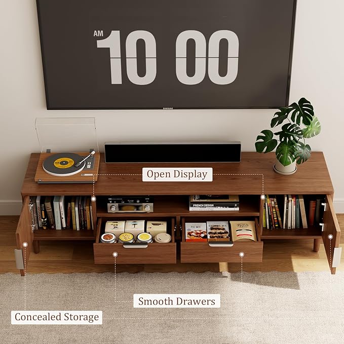 TIMBERKNOWS Mid-Century Modern TV Stand Fits TVs up to 60, Fluted TV Consoles - Image 2