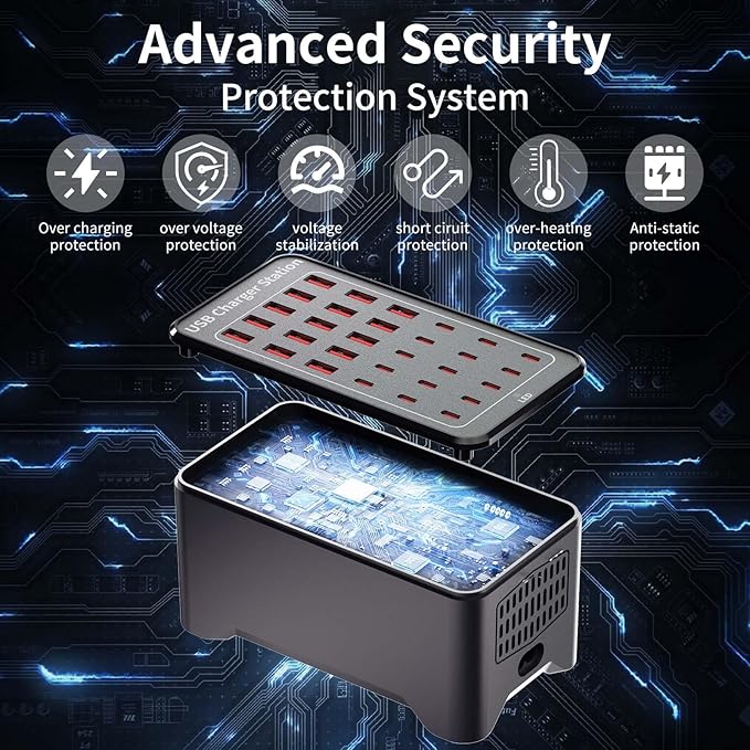 150W USB Charging Station, 30-Port USB C Charger Block, Smartphones - Image 4