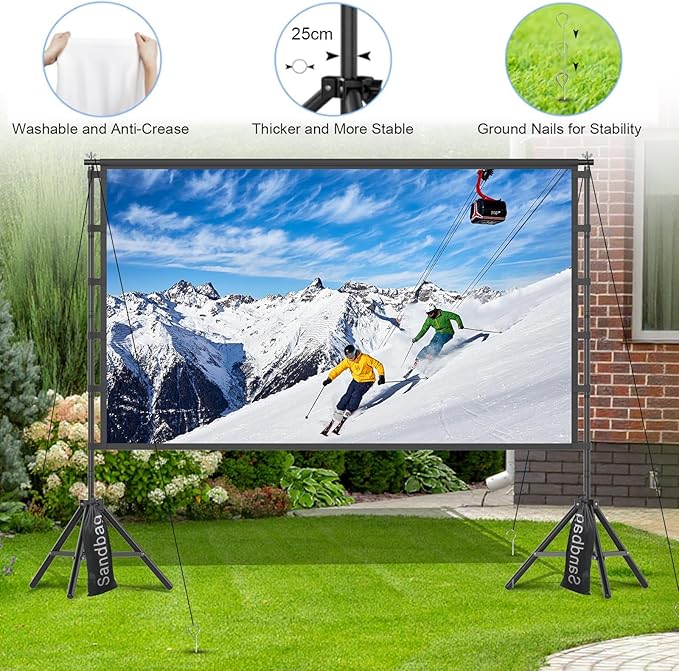 Outdoor Projector Screen with Stand, TOWOND 120 inch Portable Movie Screen - Image 6