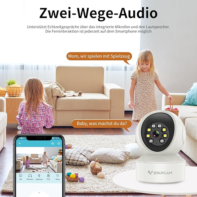 VSTARCAM 1080P One Lens Indoor Security Cameras Wireless WiFi, Color Night - Image 4