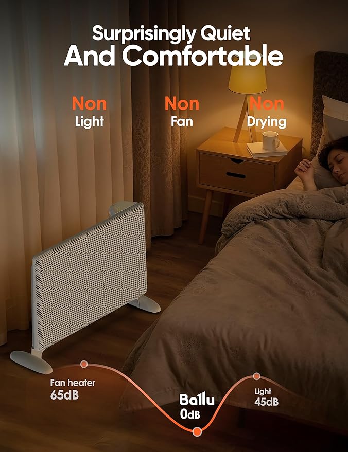 Ballu Mica Infrared Space Heater Indoor Use, Large Room Panel Heater - Image 5