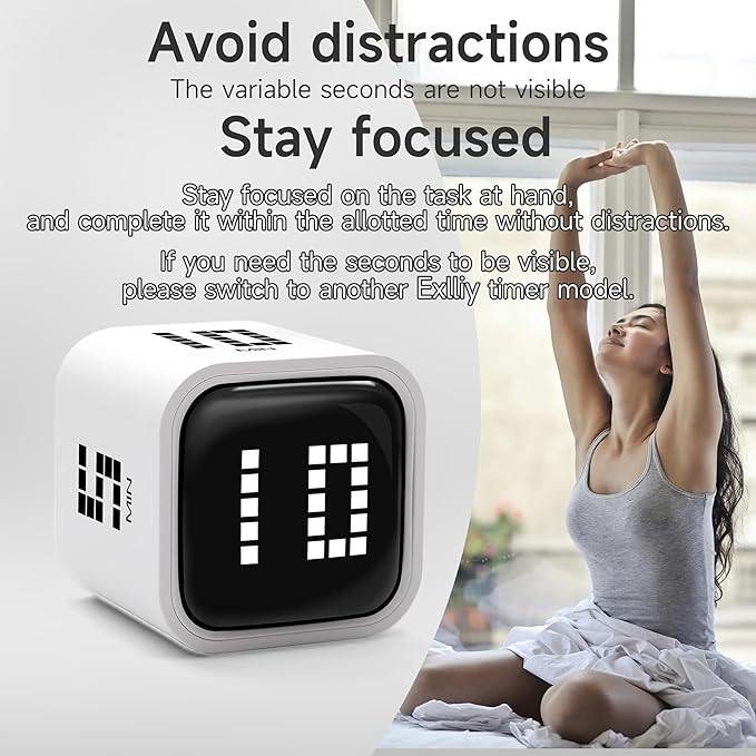 Rotating Productivity Timer 5, 60 Minutes Preset, Desk Cube w/Gravity Sensor - Image 3