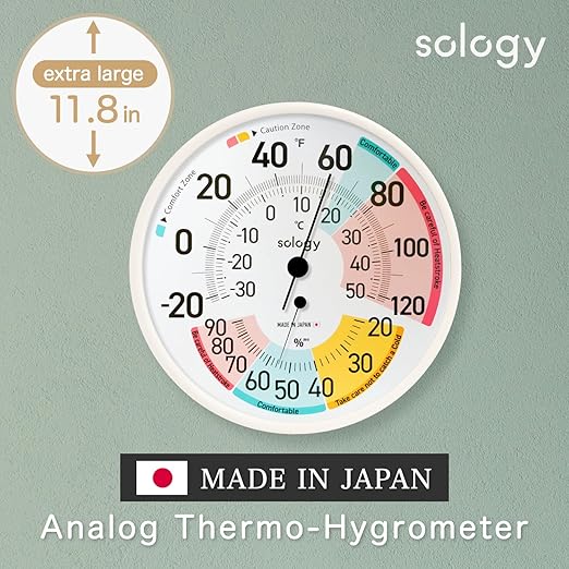 sology Analog Thermo-Hygrometer, Thermometer, Hygrometer, Made in Japan - Image 2