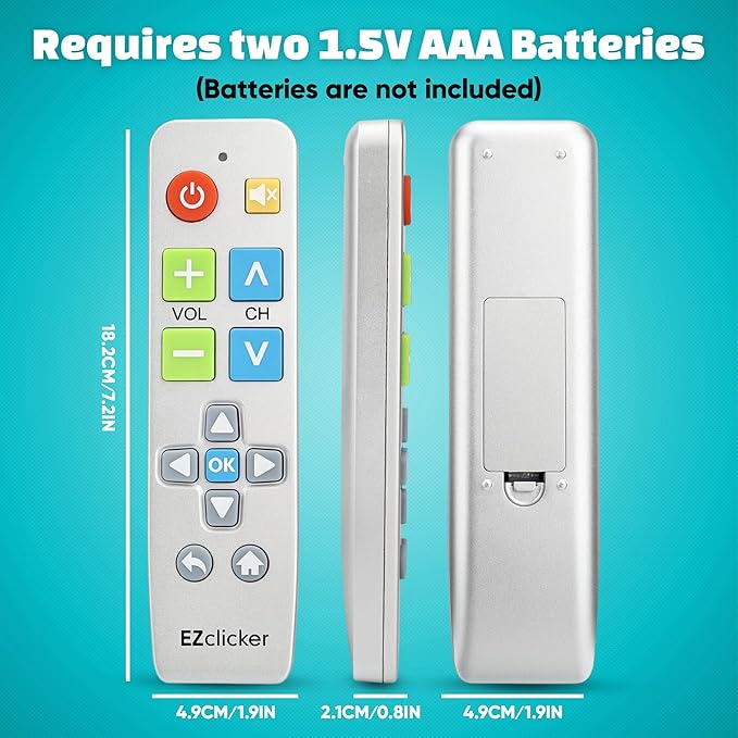 EZclicker Big Button Universal TV Remote Simple Easy to Use, Works - Image 7
