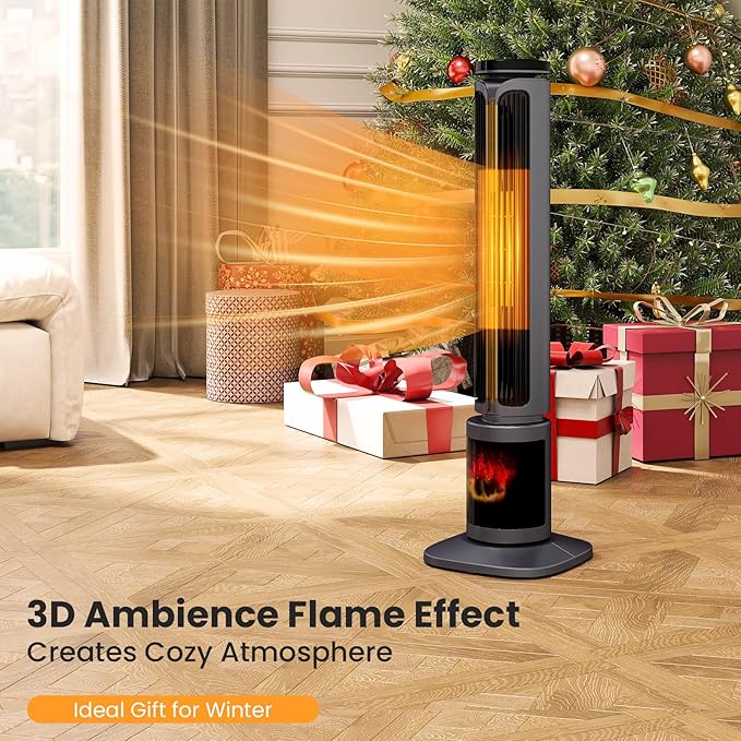 Zynkez 34.5" Space Heaters for Indoor Use Large Room, 1500W PTC Tower Fireplace - Image 2
