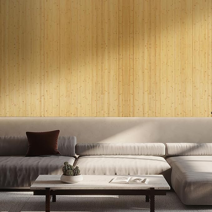 OUZUGIE 1 Pack 96x48 Inch Natural Bamboo Wall Panel – Natural Pole Wrap Paneling - Image 9