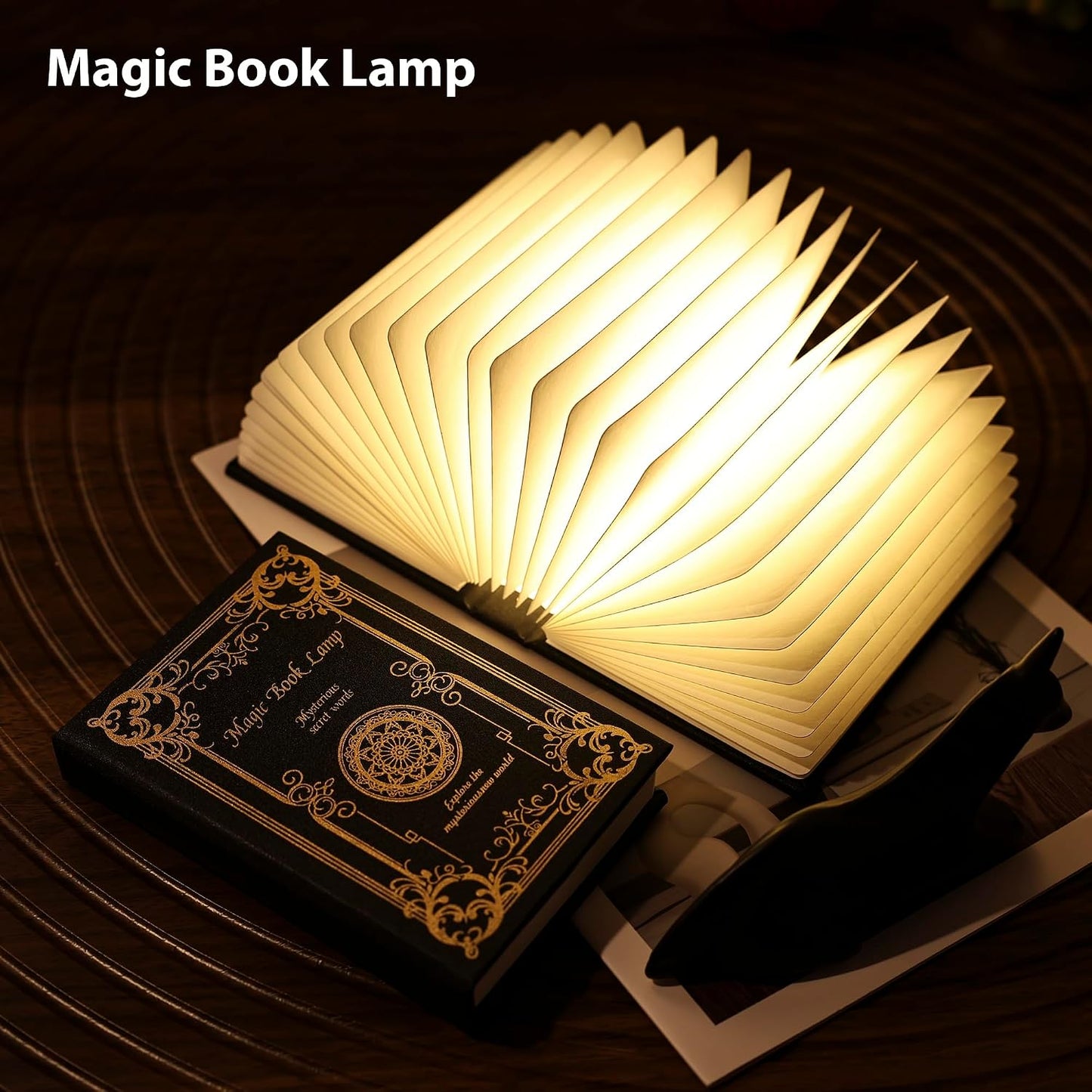 Magic Book Lamp, 3-Color Adjustable Reading Light, Portable Foldable Paper Desk Lamp for Night Reading, 1200mAh Battery,Creative Home Decoration & Ideal Gift for Book Lovers