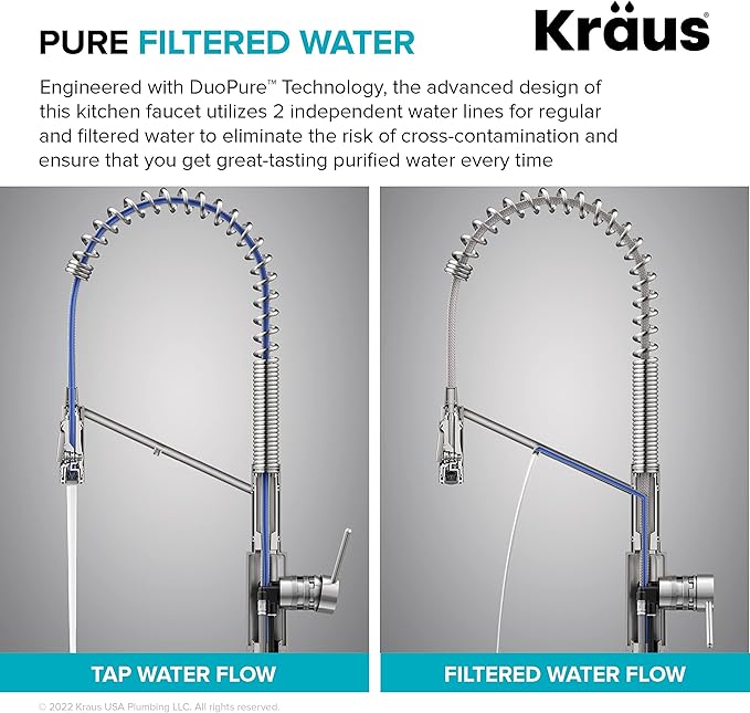 KRAUS Oletto 2-in-1 Commercial Style Pull-Down Single Handle Water Filter - Image 8